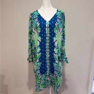 Lilly Pulitzer Large Pamela Shift Dress in Macaw Blue Coconut